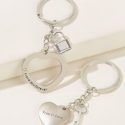 Heart Charm Couple Keychain 2pcs