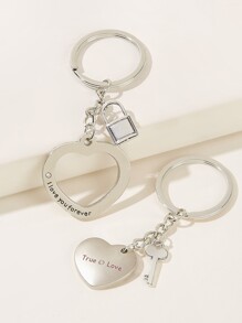 Heart Charm Couple Keychain 2pcs