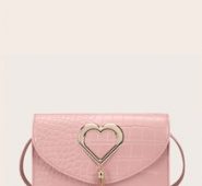 Heart Croc Embossed Crossbody Bag