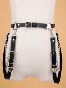 Heart Decor Buckle Belt & Pants Chain