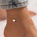 Heart Decor Layered Chain Anklet