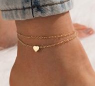 Heart Decor Layered Chain Anklet