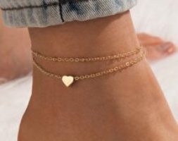 Heart Decor Layered Chain Anklet