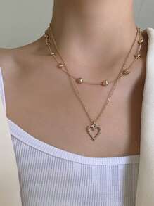 Heart Decor Layered Chain Necklace