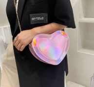 Heart Design Holographic Crossbody Bag