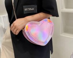 Heart Design Holographic Crossbody Bag