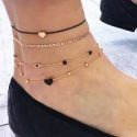 Heart Detail Chain Anklet 4pcs