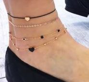 Heart Detail Chain Anklet 4pcs