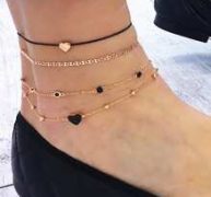 Heart Detail Chain Anklet 4pcs