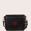 Heart Detail Flap Crossbody Bag