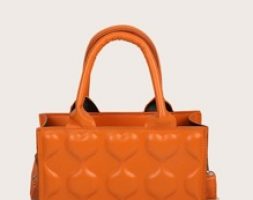 Heart Embossed Satchel Bag