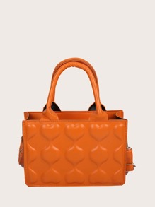 Heart Embossed Satchel Bag