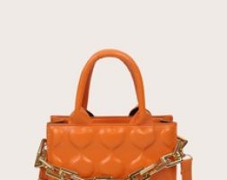 Heart Embossed Satchel Bag