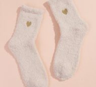 Heart Embroidery Fuzzy Socks