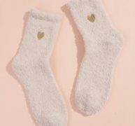 Heart Embroidery Fuzzy Socks