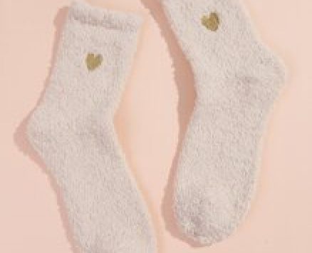Heart Embroidery Fuzzy Socks