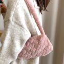 Heart Graphic Fluffy Baguette Bag