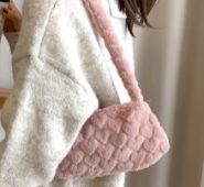 Heart Graphic Fluffy Baguette Bag