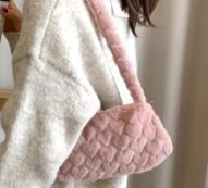 Heart Graphic Fluffy Baguette Bag