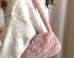Heart Graphic Fluffy Baguette Bag