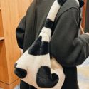 Heart Graphic Fluffy Shoulder Bag