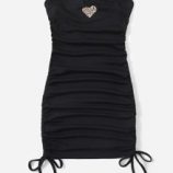 Heart Leopard Drawstring Side Tube Dress