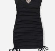 Heart Leopard Drawstring Side Tube Dress