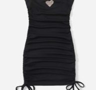 Heart Leopard Drawstring Side Tube Dress