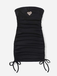 Heart Leopard Drawstring Side Tube Dress