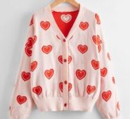 Heart Pattern Button Front Cardigan