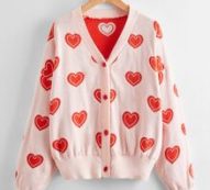 Heart Pattern Button Front Cardigan