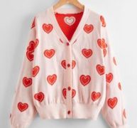 Heart Pattern Button Front Cardigan