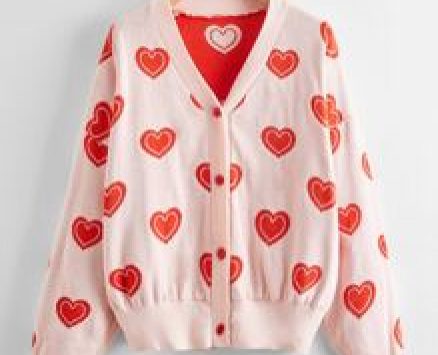 Heart Pattern Button Front Cardigan