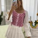 Heart Pattern Gathered Sleeve Sweater