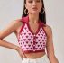 Heart Pattern Halter Neck Knit Top
