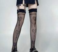 Heart Pattern Mesh Stockings