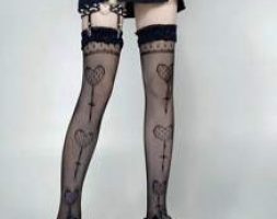Heart Pattern Mesh Stockings