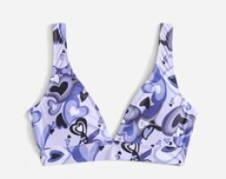Heart Pattern V Neck Bikini Top