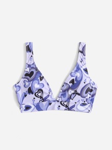 Heart Pattern V Neck Bikini Top