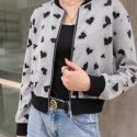 Heart Pattern Zip Up Bomber Jacket