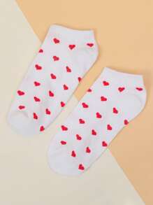 Heart Print Ankle Socks