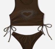 Heart Print Drawstring Bikini Swimsuit