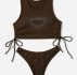 Heart Print Drawstring Bikini Swimsuit