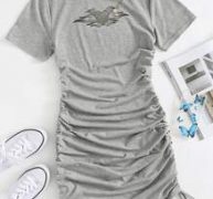 Heart Print Drawstring Bodycon Cami Dress