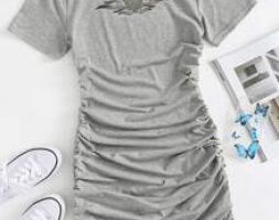 Heart Print Drawstring Bodycon Cami Dress