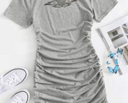 Heart Print Drawstring Bodycon Cami Dress