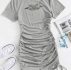 Heart Print Drawstring Bodycon Cami Dress