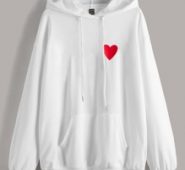Heart Print Drop Shoulder Hoodie