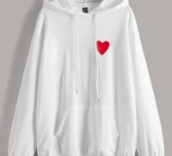 Heart Print Drop Shoulder Hoodie