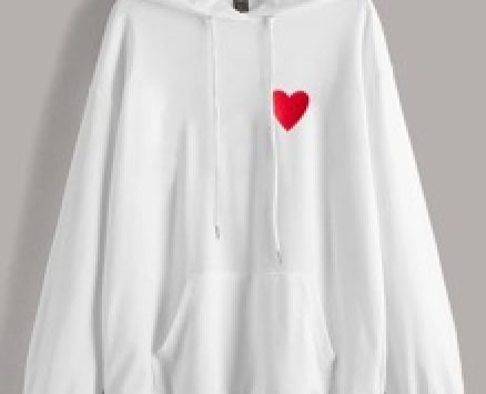 Heart Print Drop Shoulder Hoodie